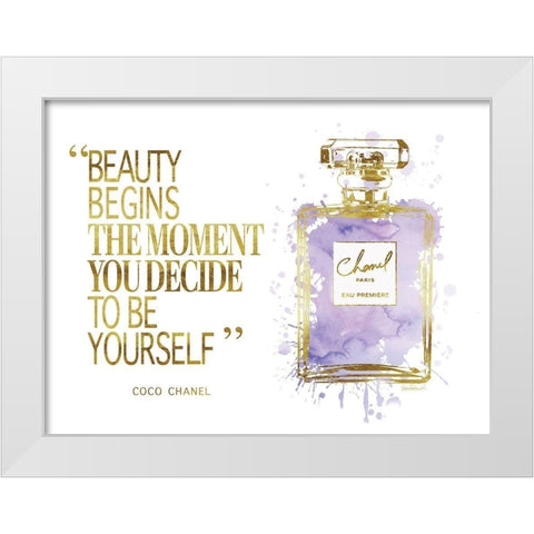 Beauty Begins Inky Purple White Modern Wood Framed Art Print by Greenwood, Amanda