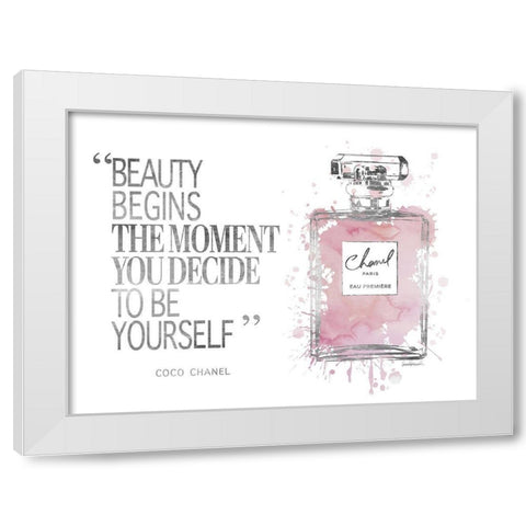 Beauty Begins Inky Muted Pink White Modern Wood Framed Art Print by Greenwood, Amanda