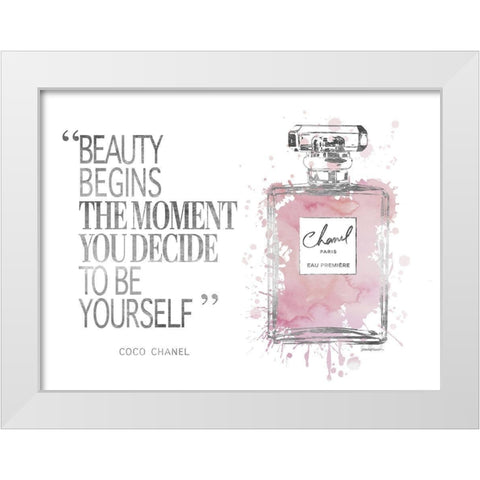 Beauty Begins Inky Muted Pink White Modern Wood Framed Art Print by Greenwood, Amanda