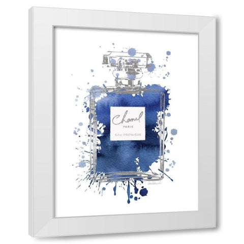 Silver Inky Perfume in Navy White Modern Wood Framed Art Print by Greenwood, Amanda