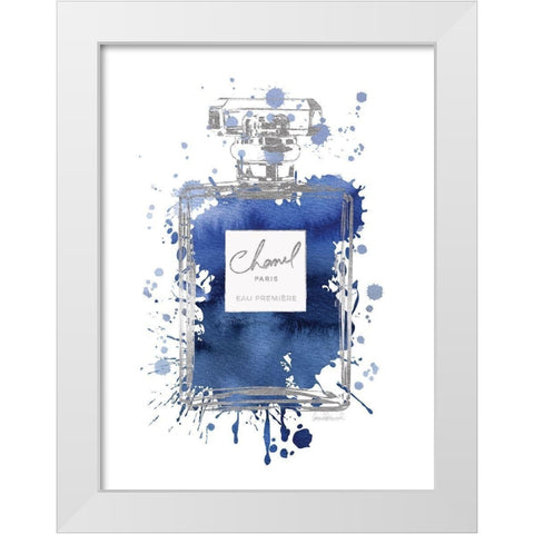 Silver Inky Perfume in Navy White Modern Wood Framed Art Print by Greenwood, Amanda