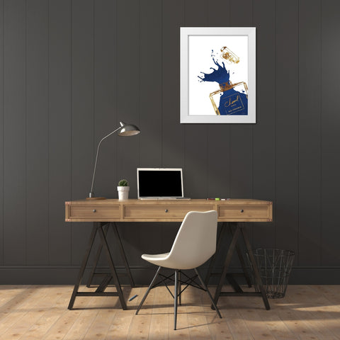 Navy Splash III White Modern Wood Framed Art Print by Greenwood, Amanda