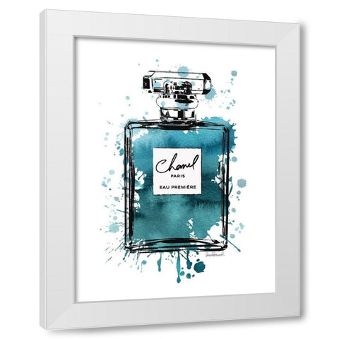 Black Inky Perfume in Teal White Modern Wood Framed Art Print by Greenwood, Amanda