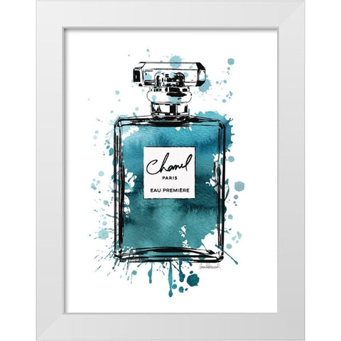 Black Inky Perfume in Teal White Modern Wood Framed Art Print by Greenwood, Amanda
