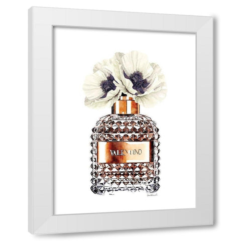 Bronze Perfume with Poppy White Modern Wood Framed Art Print by Greenwood, Amanda
