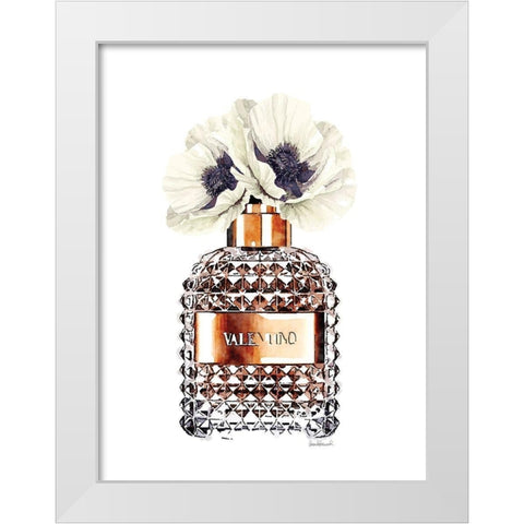 Bronze Perfume with Poppy White Modern Wood Framed Art Print by Greenwood, Amanda