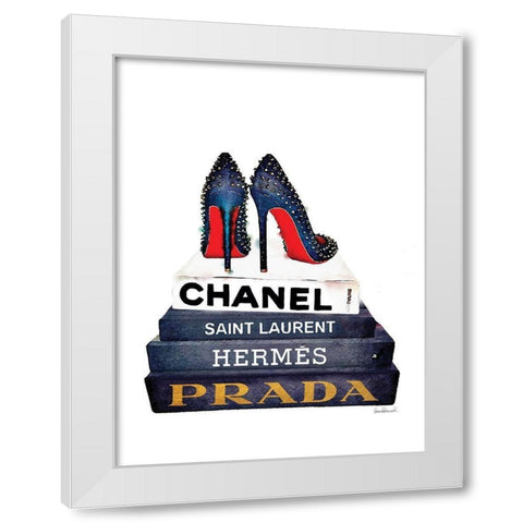 Red Sole Book Stack White Modern Wood Framed Art Print by Greenwood, Amanda