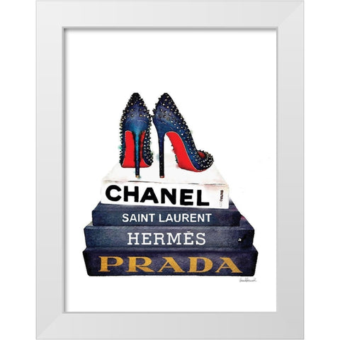 Red Sole Book Stack White Modern Wood Framed Art Print by Greenwood, Amanda