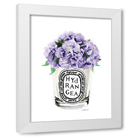 Purple Hydrangea Candle White Modern Wood Framed Art Print by Greenwood, Amanda