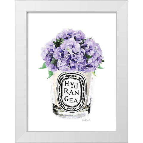 Purple Hydrangea Candle White Modern Wood Framed Art Print by Greenwood, Amanda