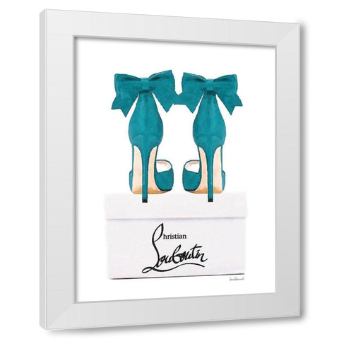 Teal Shoes with Box White Modern Wood Framed Art Print by Greenwood, Amanda