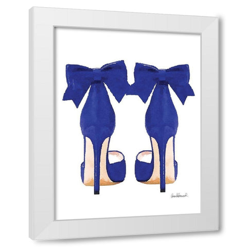 Navy Bow Shoes White Modern Wood Framed Art Print by Greenwood, Amanda