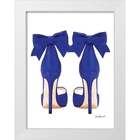 Navy Bow Shoes White Modern Wood Framed Art Print by Greenwood, Amanda