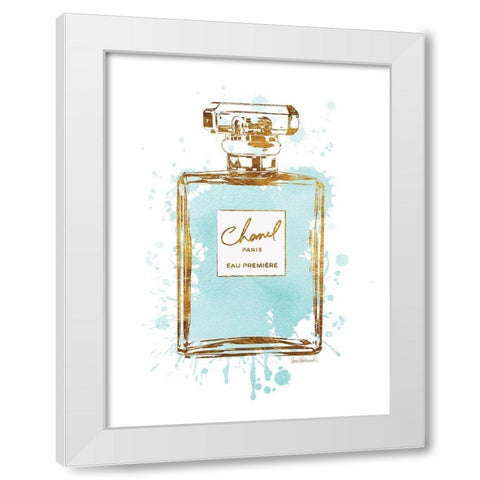 Perfume Bottle Aqua White Modern Wood Framed Art Print by Greenwood, Amanda