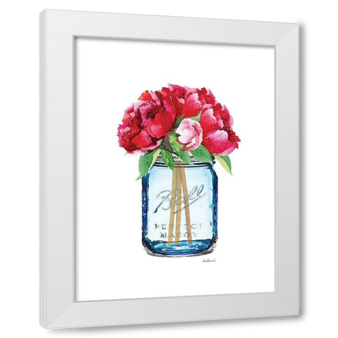 Blue Jar Peony White Modern Wood Framed Art Print by Greenwood, Amanda