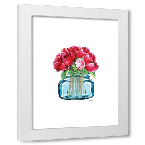 Short Blue Jar Peony White Modern Wood Framed Art Print by Greenwood, Amanda