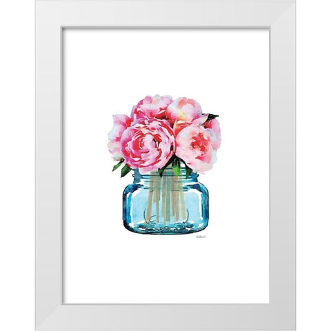 Short Blue Jar Light Peony White Modern Wood Framed Art Print by Greenwood, Amanda