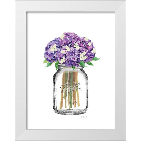 Jar Double Hydrangea White Modern Wood Framed Art Print by Greenwood, Amanda