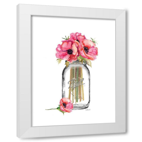Jar Poppies White Modern Wood Framed Art Print by Greenwood, Amanda