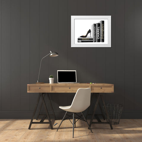 Shoe Bookend White Modern Wood Framed Art Print by Greenwood, Amanda