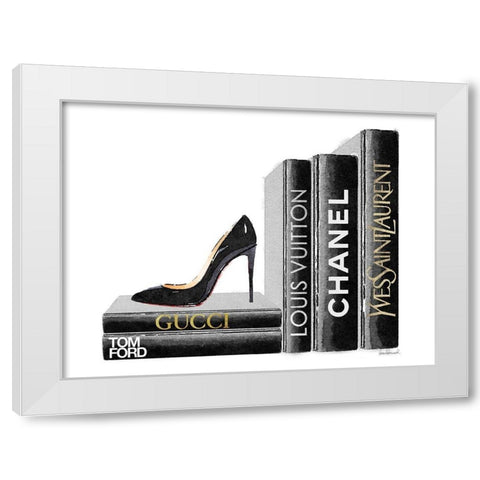 Shoe Bookend White Modern Wood Framed Art Print by Greenwood, Amanda