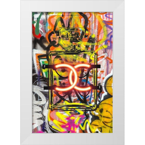 Graffiti Perfume I White Modern Wood Framed Art Print by Greenwood, Amanda