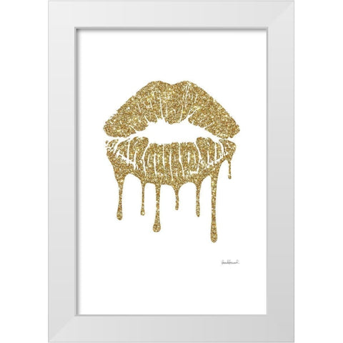 Glitter Lip Gold White Modern Wood Framed Art Print by Greenwood, Amanda