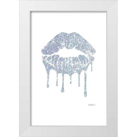 Glitter Lip Silver White Modern Wood Framed Art Print by Greenwood, Amanda