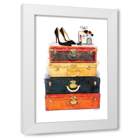 Makeup Luggage White Modern Wood Framed Art Print by Greenwood, Amanda
