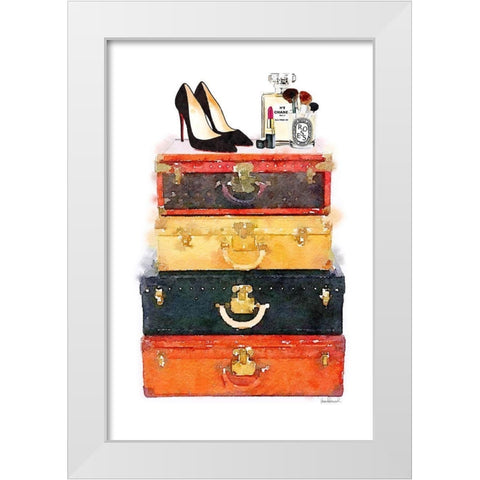 Makeup Luggage White Modern Wood Framed Art Print by Greenwood, Amanda