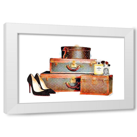 Luggage Collection White Modern Wood Framed Art Print by Greenwood, Amanda