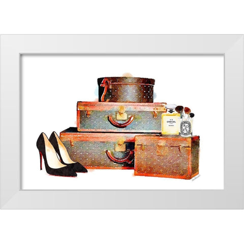 Luggage Collection White Modern Wood Framed Art Print by Greenwood, Amanda