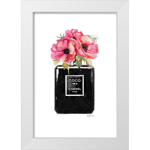 Perfume Noir Poppy White Modern Wood Framed Art Print by Greenwood, Amanda