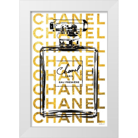 Gold Perfume White Modern Wood Framed Art Print by Greenwood, Amanda
