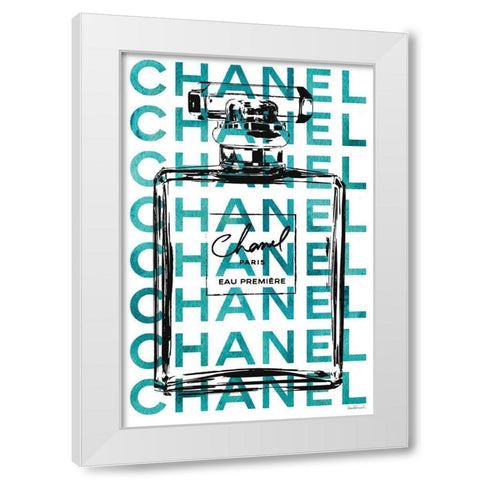 Teal Perfume White Modern Wood Framed Art Print by Greenwood, Amanda