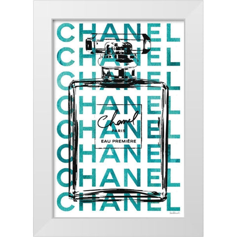 Teal Perfume White Modern Wood Framed Art Print by Greenwood, Amanda
