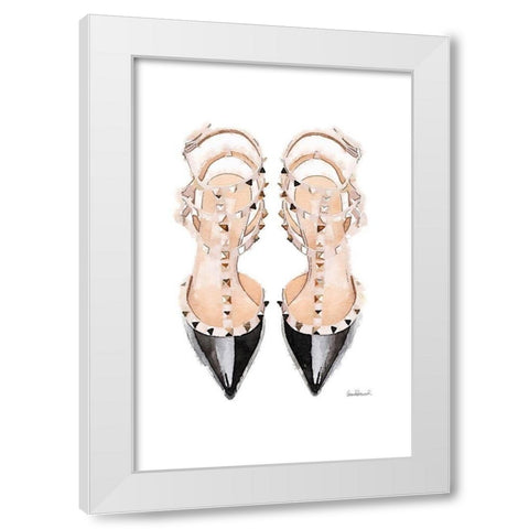 Black Stud Shoes White Modern Wood Framed Art Print by Greenwood, Amanda