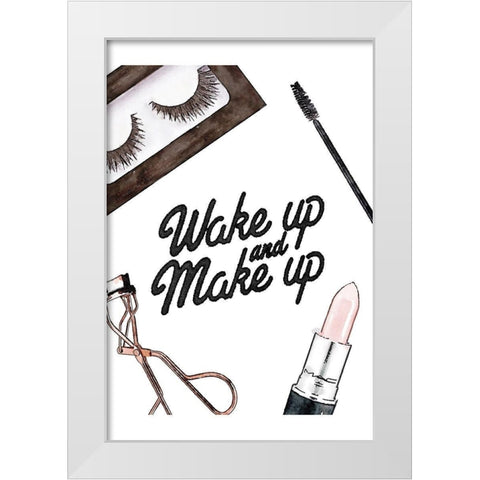 Wakeup Makeup White Modern Wood Framed Art Print by Greenwood, Amanda