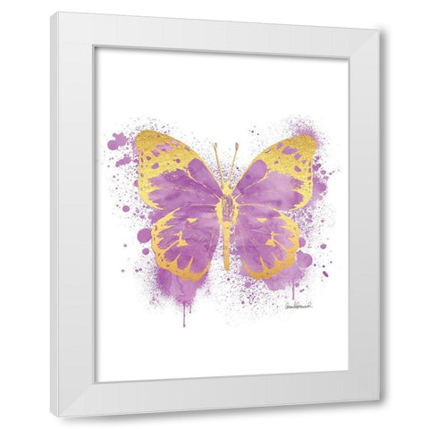Butterfly Gold and Purple White Modern Wood Framed Art Print by Greenwood, Amanda