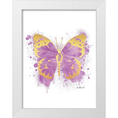 Butterfly Gold and Purple White Modern Wood Framed Art Print by Greenwood, Amanda