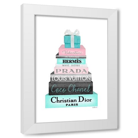 Gift Box Bookstack White Modern Wood Framed Art Print by Greenwood, Amanda