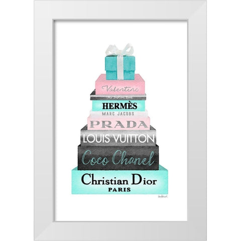Gift Box Bookstack White Modern Wood Framed Art Print by Greenwood, Amanda