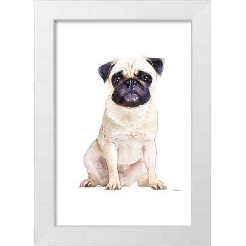 Pug White Modern Wood Framed Art Print by Greenwood, Amanda