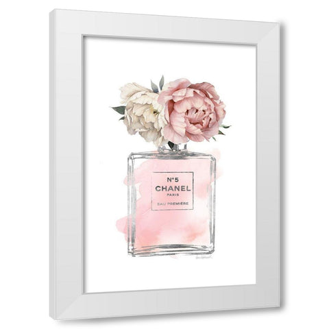 Silver Bottle Blush with Peony White Modern Wood Framed Art Print by Greenwood, Amanda