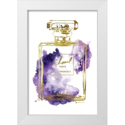 Gold Bottle Purple White Modern Wood Framed Art Print by Greenwood, Amanda