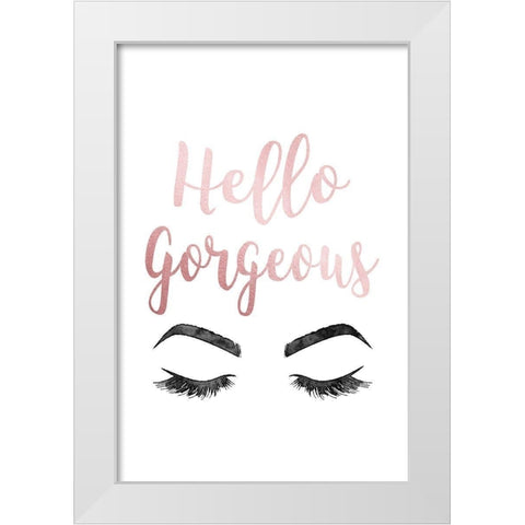 Hello Gorgeous Pink White Modern Wood Framed Art Print by Greenwood, Amanda