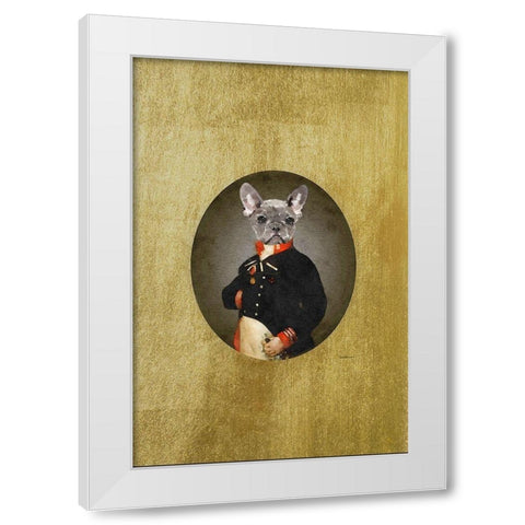 All Dressed up Frenchie White Modern Wood Framed Art Print by Amanda Greenwood