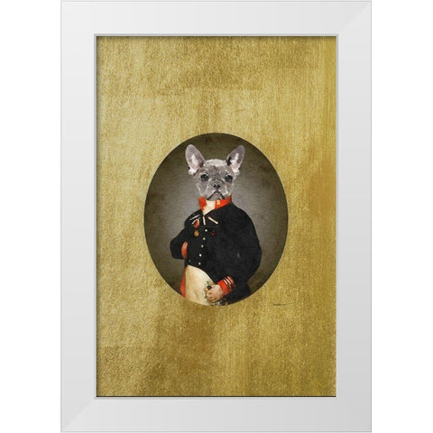 All Dressed up Frenchie White Modern Wood Framed Art Print by Amanda Greenwood