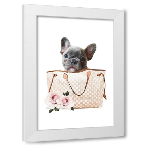 Fashion Bag with French III White Modern Wood Framed Art Print by Amanda Greenwood