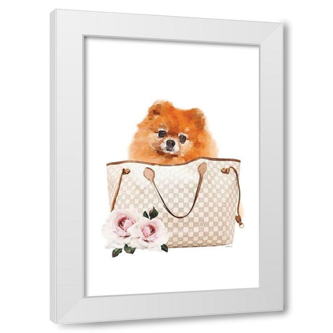 Fashion Bag with Pomeranion White Modern Wood Framed Art Print by Amanda Greenwood